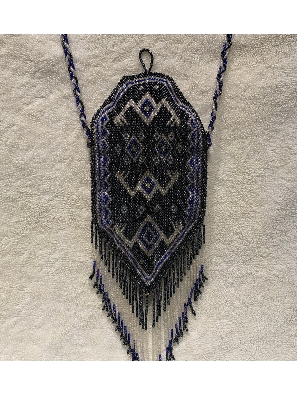 Vintage Collectable Small Beaded Purse with Fringe - 6”L x 4.25”W